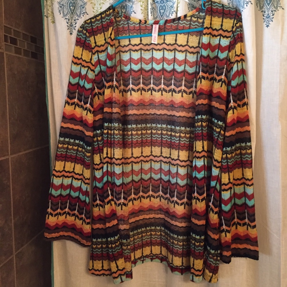 Xhileration Colorful Open Cardigan