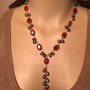 Pearl Agate and sterling silver necklace