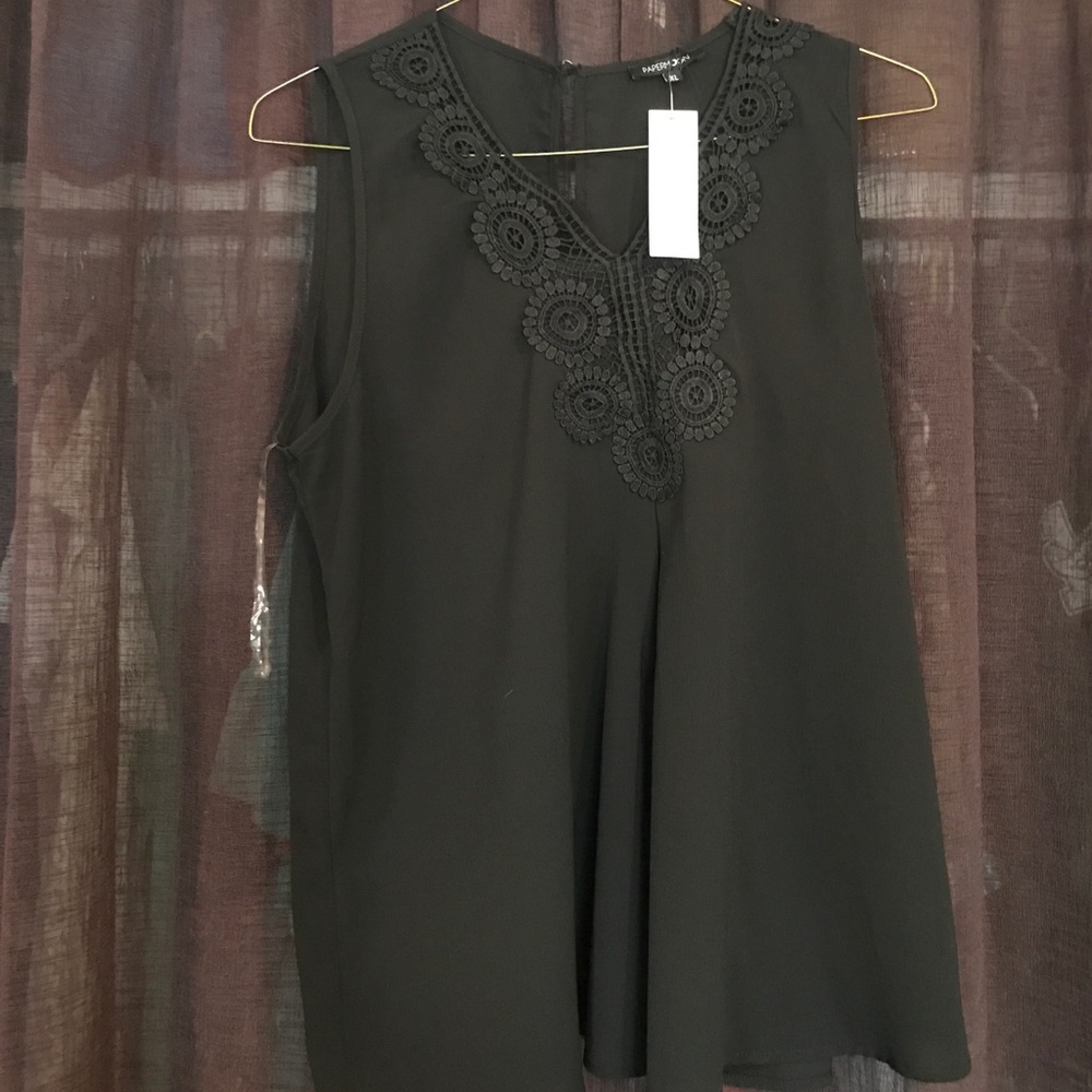 Black embellished tank top, never worn