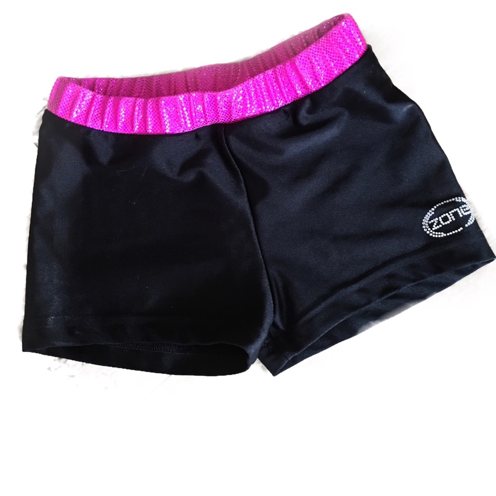 Zone Gymnastics Fuscia/Blk Booty Shorts Size YM