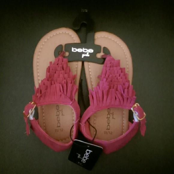 🆕 bebe Girls Fuchsia Faux Velour Sandal - Picture 1 of 3
