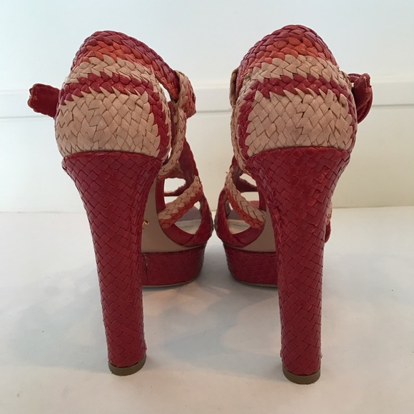 Prada Tricolor Woven Platform Heels - Picture 3 of 8
