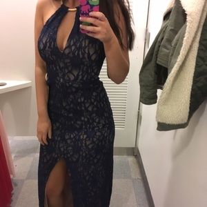 Blue Lace Prom Dress