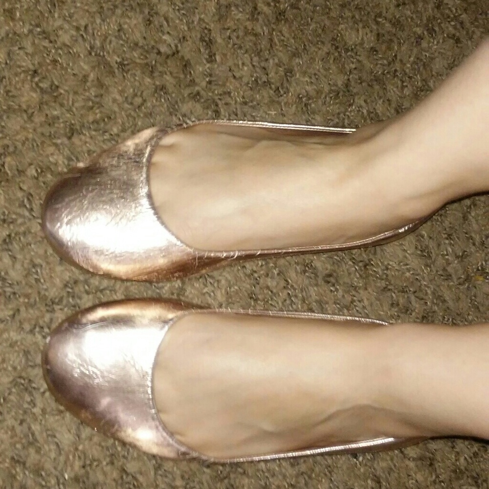 Metallic Rose Gold Dollhouse Flats