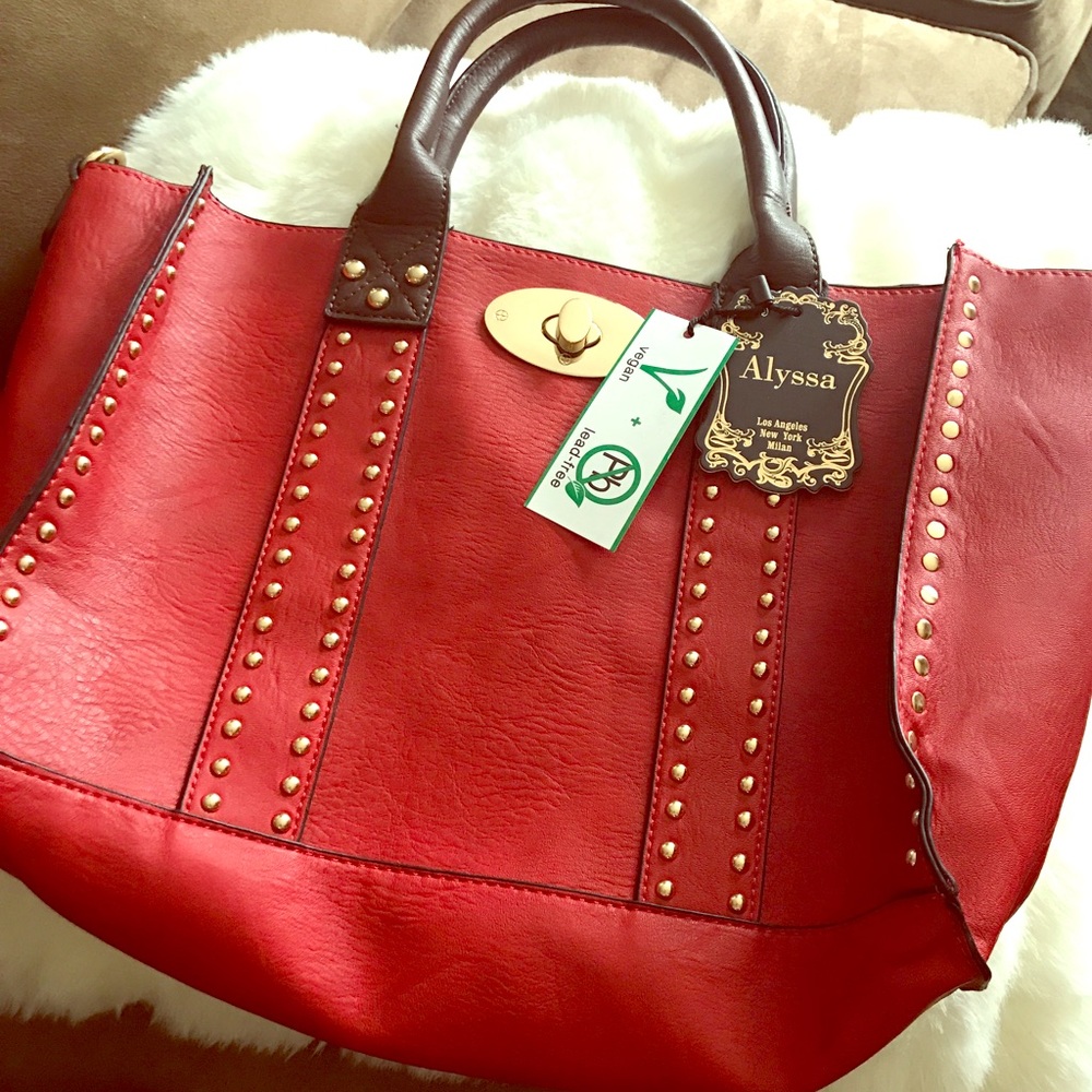 Alyssa Red Vegan Faux Leather Purse