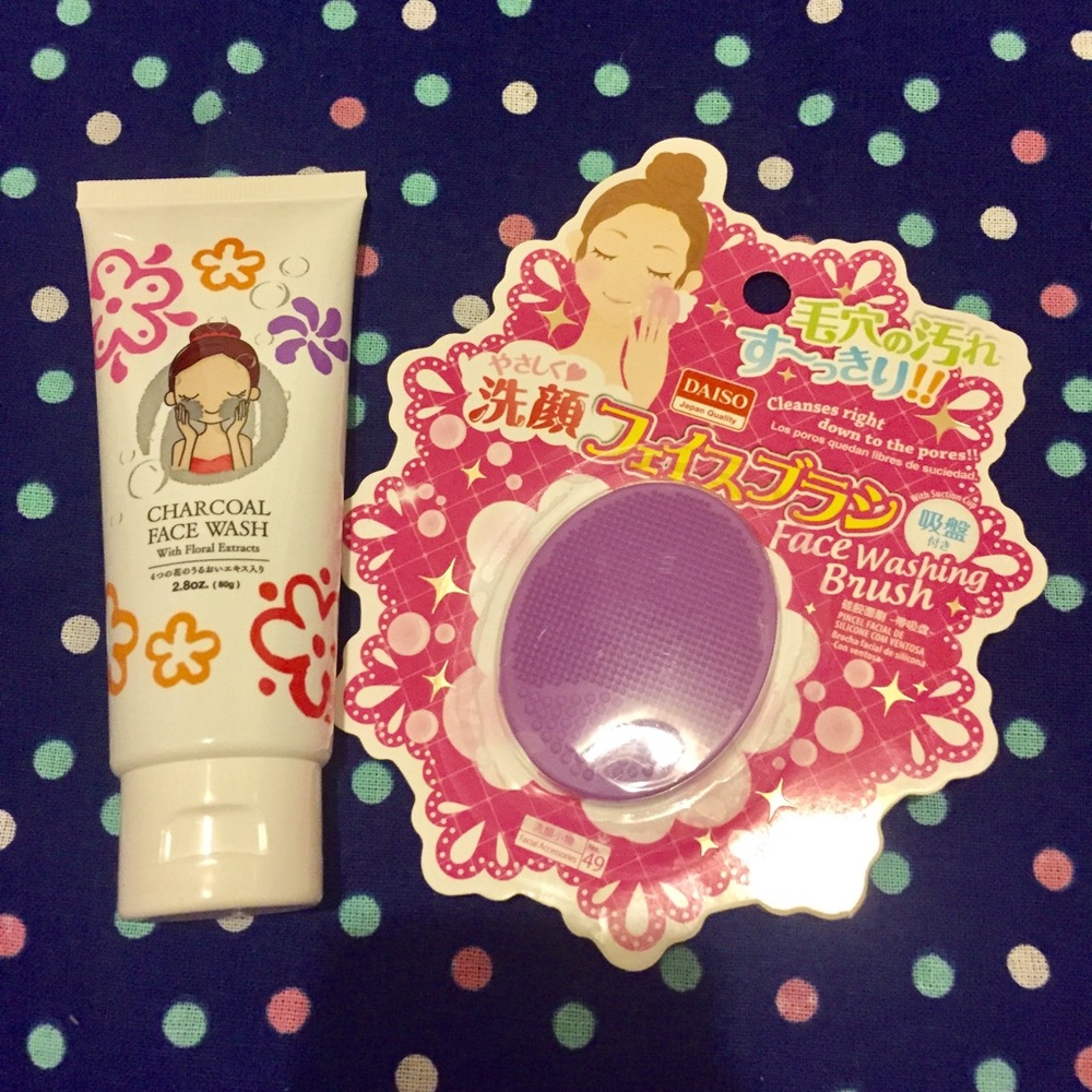 Charcoal face wash + silicone face wash brush set