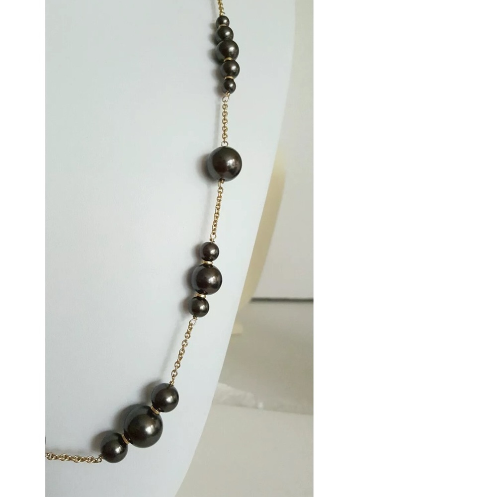 Reduced-J. Crew Silvery Black Faux Pearl Necklace - Picture 7 of 9