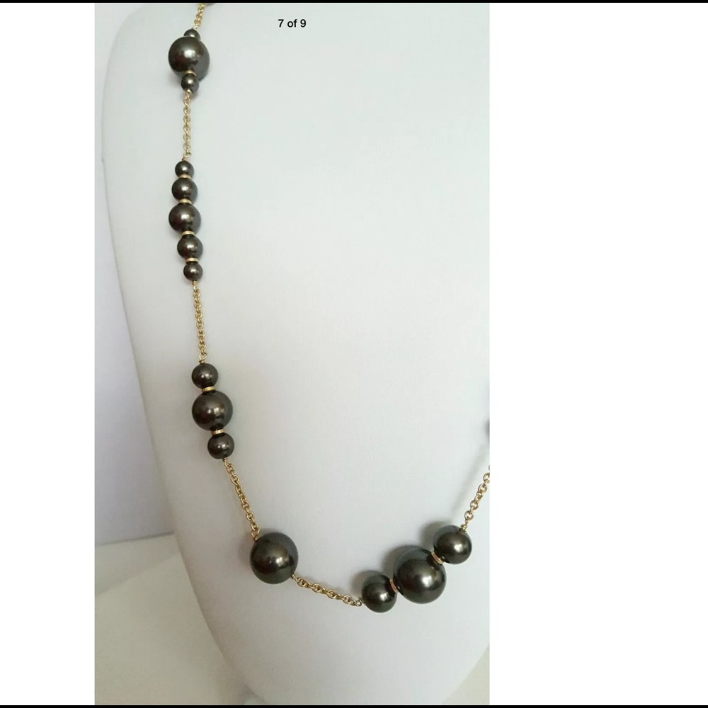 Reduced-J. Crew Silvery Black Faux Pearl Necklace - Picture 8 of 9