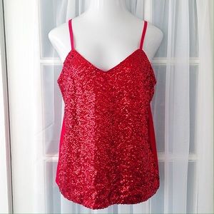 Lane Bryant Plus Size 14/16 Red Sequin Cami Top.