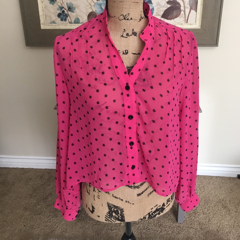 Hot pink Polka dot Blouse