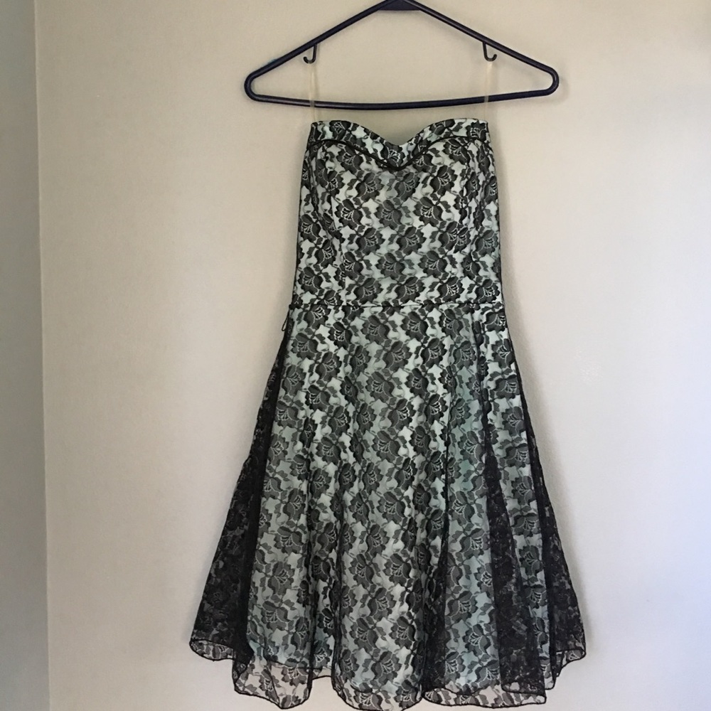 Blue and black lace dress