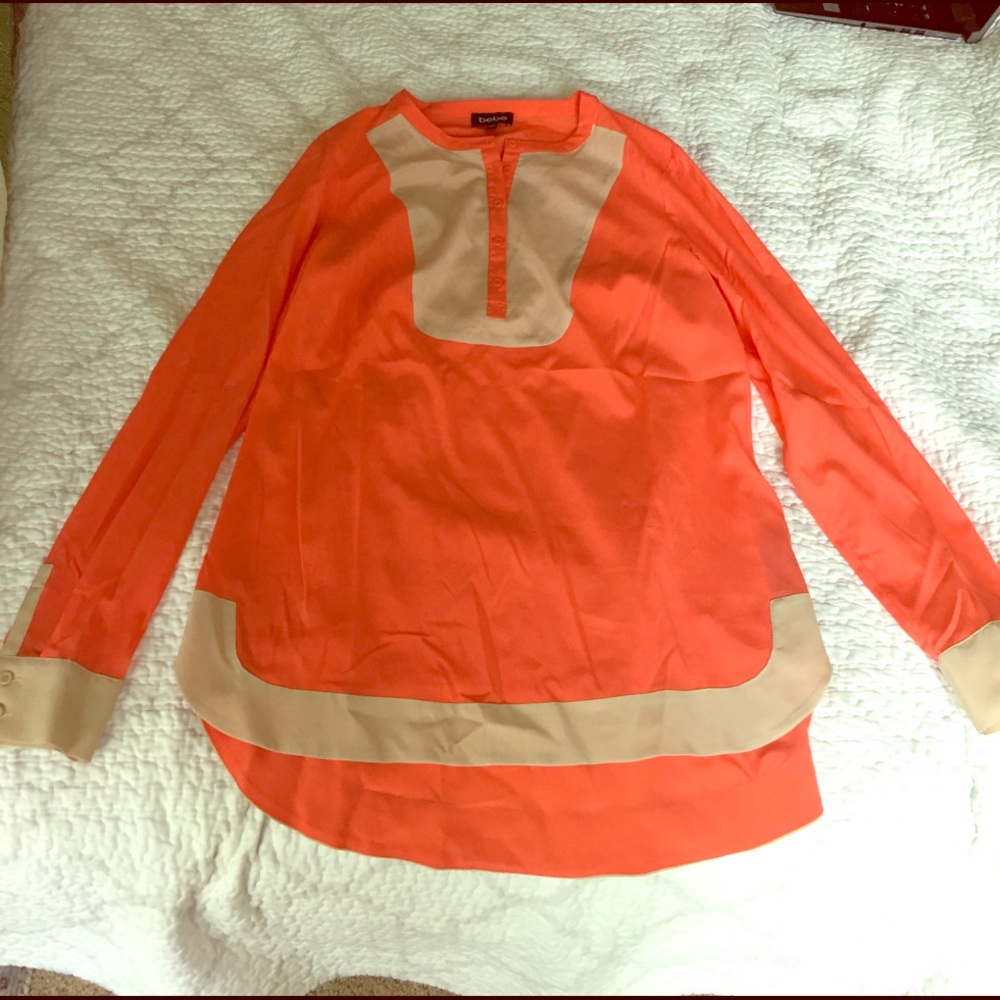 Bebe blouse size L. Coral &Nude.
