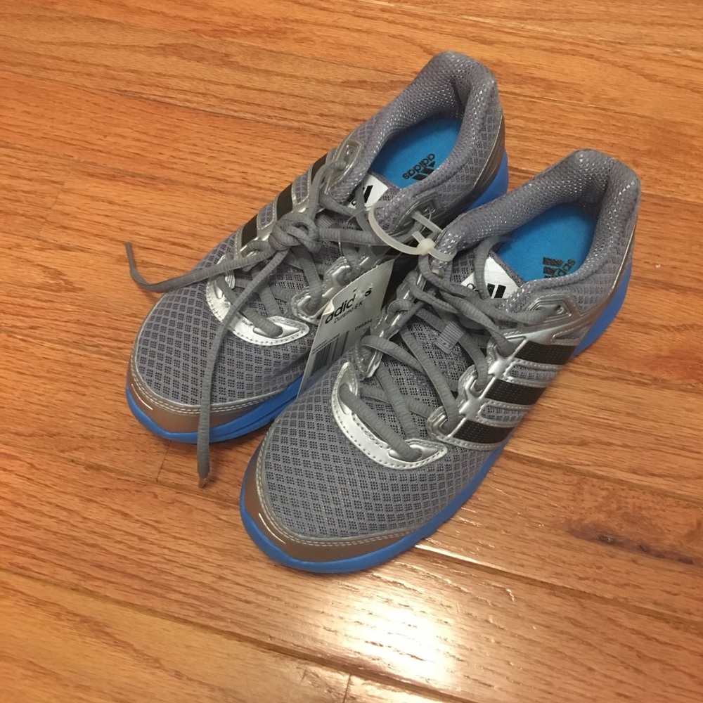 NWT Adidas Duramo 6 K Blue and Silver Running Shoe - Picture 1 of 3
