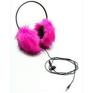 Juicy Pink Fur Headphones