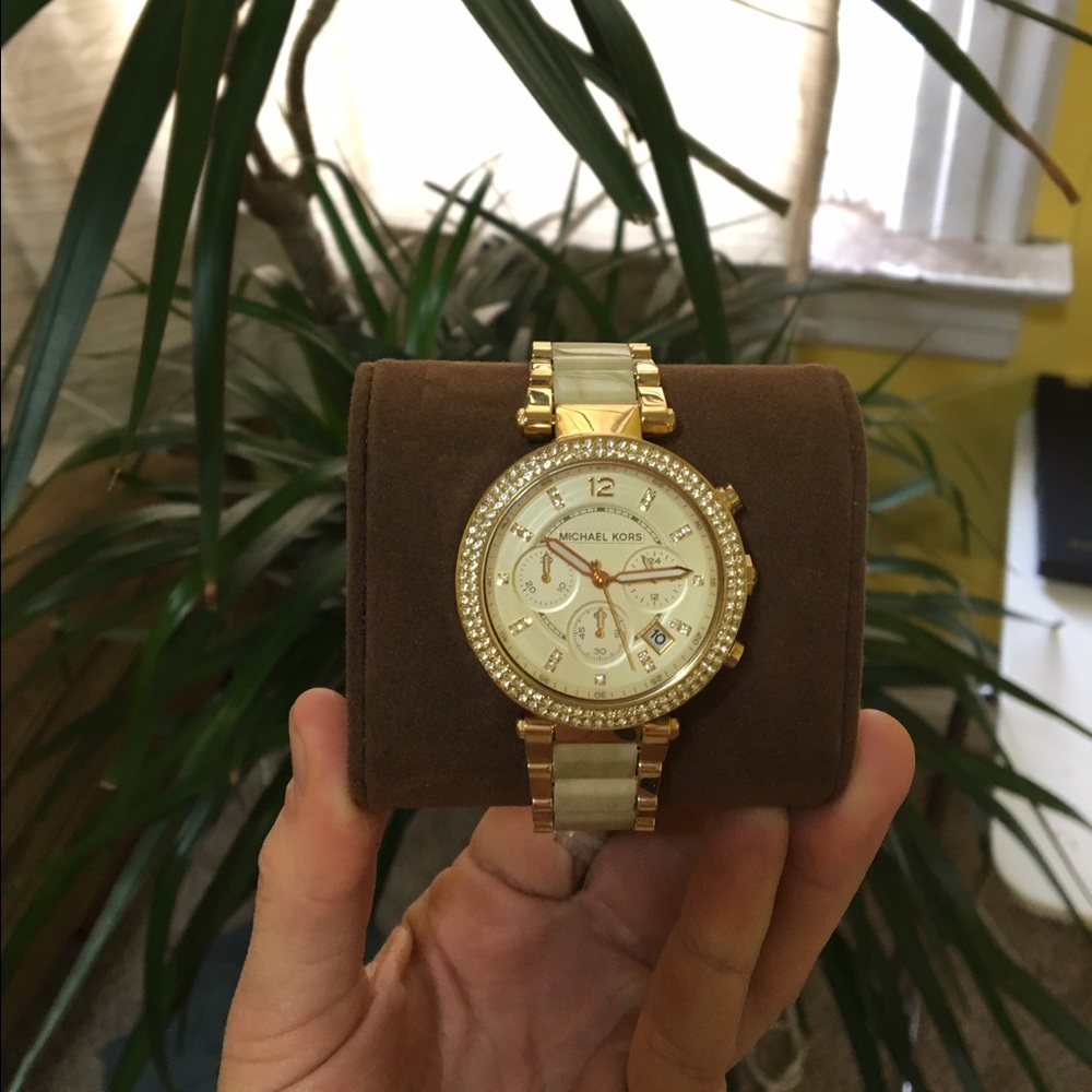 Micheal Kors Gold and Bone Watch