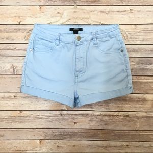 Forever21 Baby blue cuffed high waisted shorts