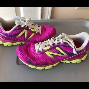 Hot pink and neon yellow new balance gym shoes