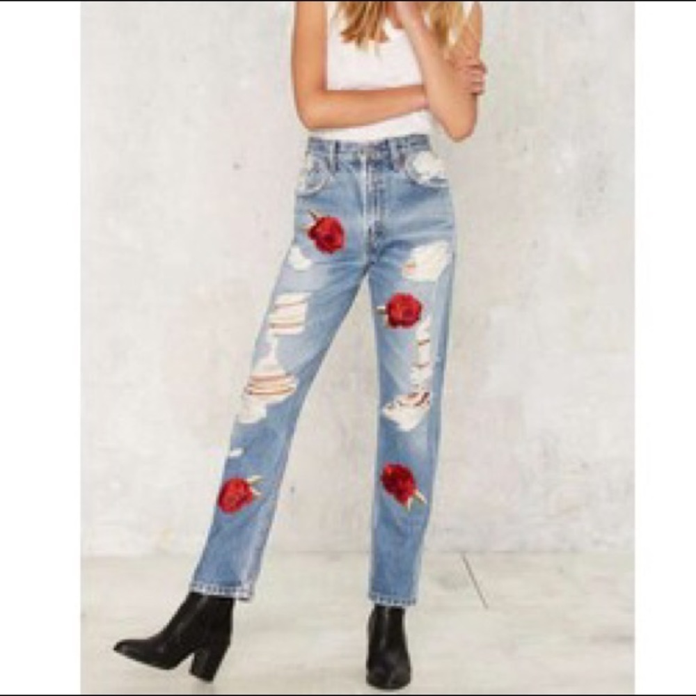After Party by Nasty Gal Rose Above It Jeans