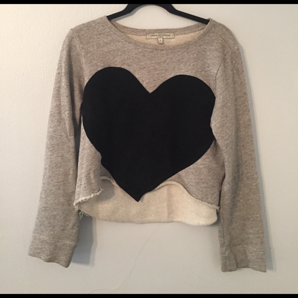 Laugh Cry Repeat heart sweat shirt