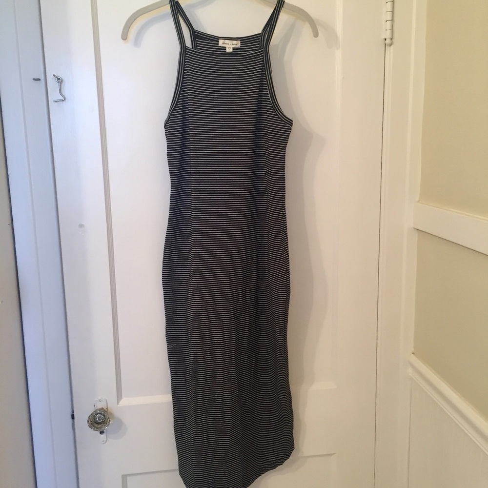 Silence + noise b/w striped midi tank dress