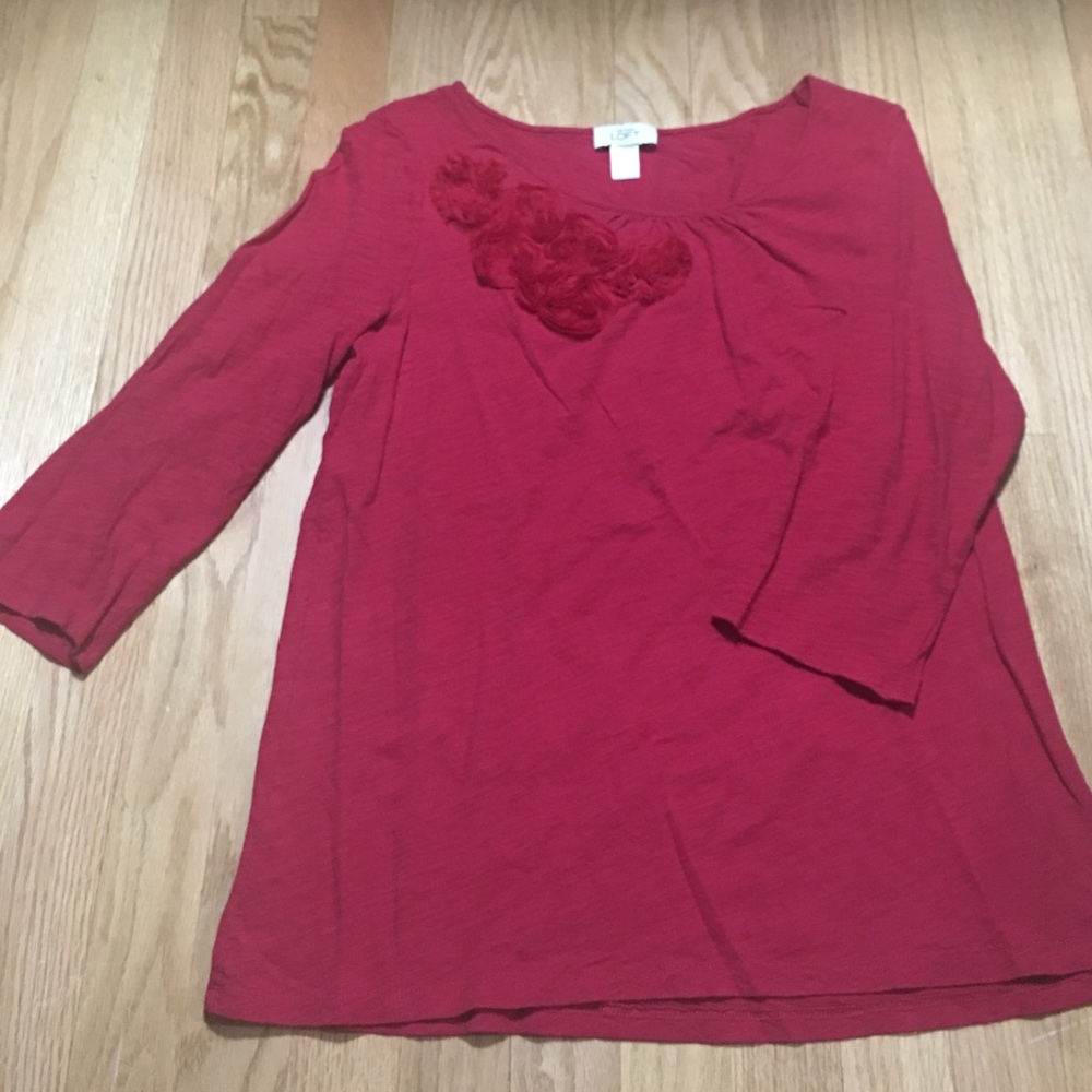 LOFT Large Flowered 3/4 sleeve Top