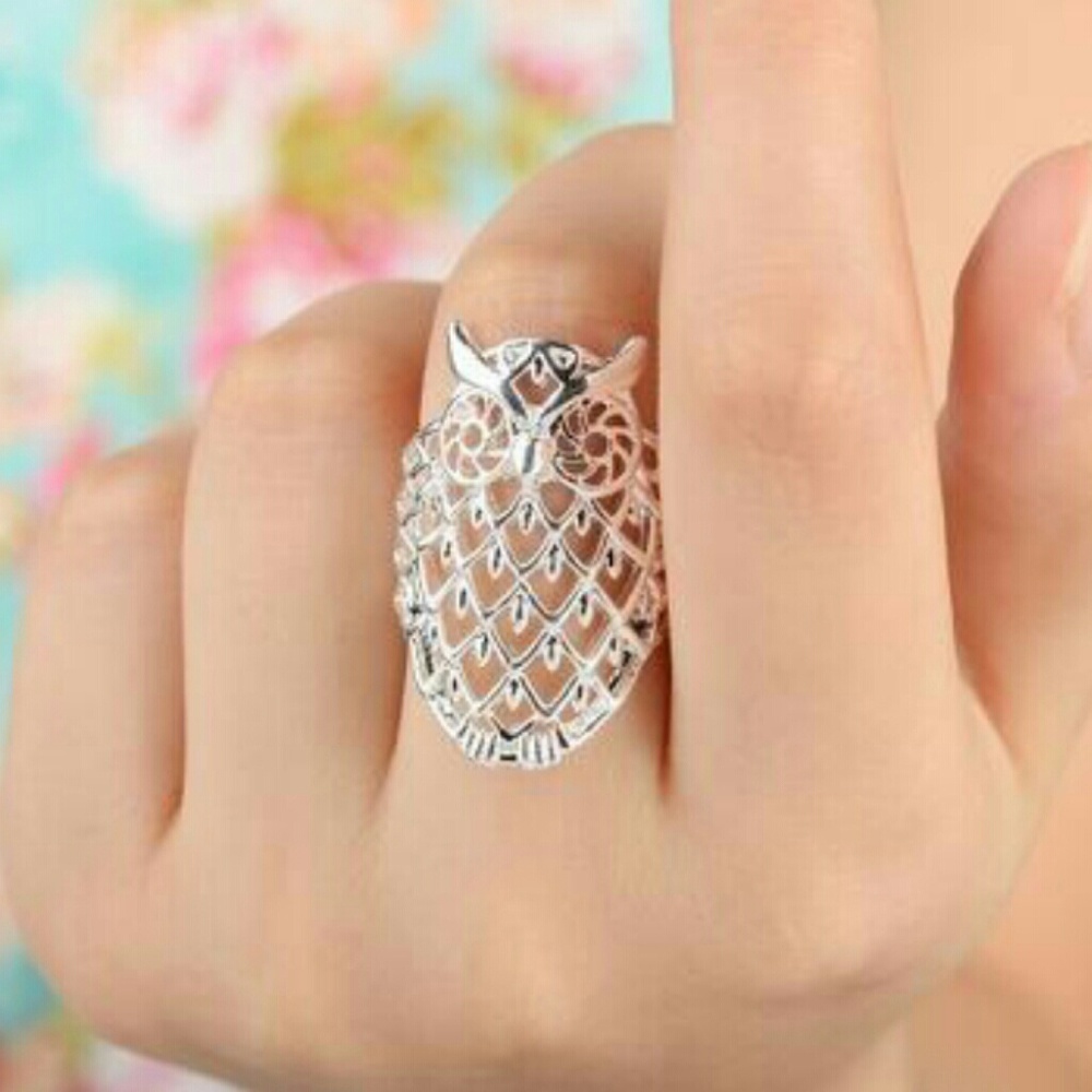 NWT Sterling Silver Filigree Owl Ring - Picture 2 of 5