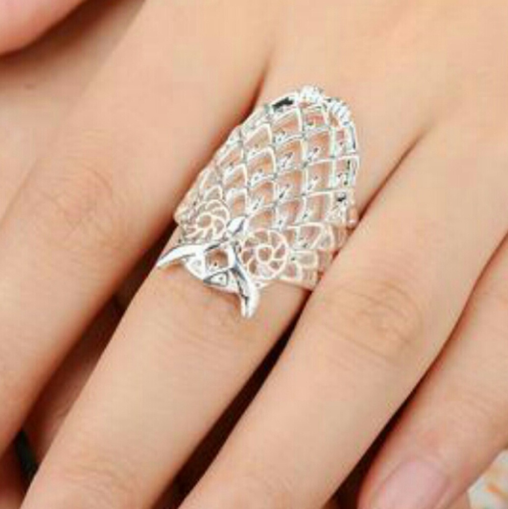 NWT Sterling Silver Filigree Owl Ring - Picture 3 of 5