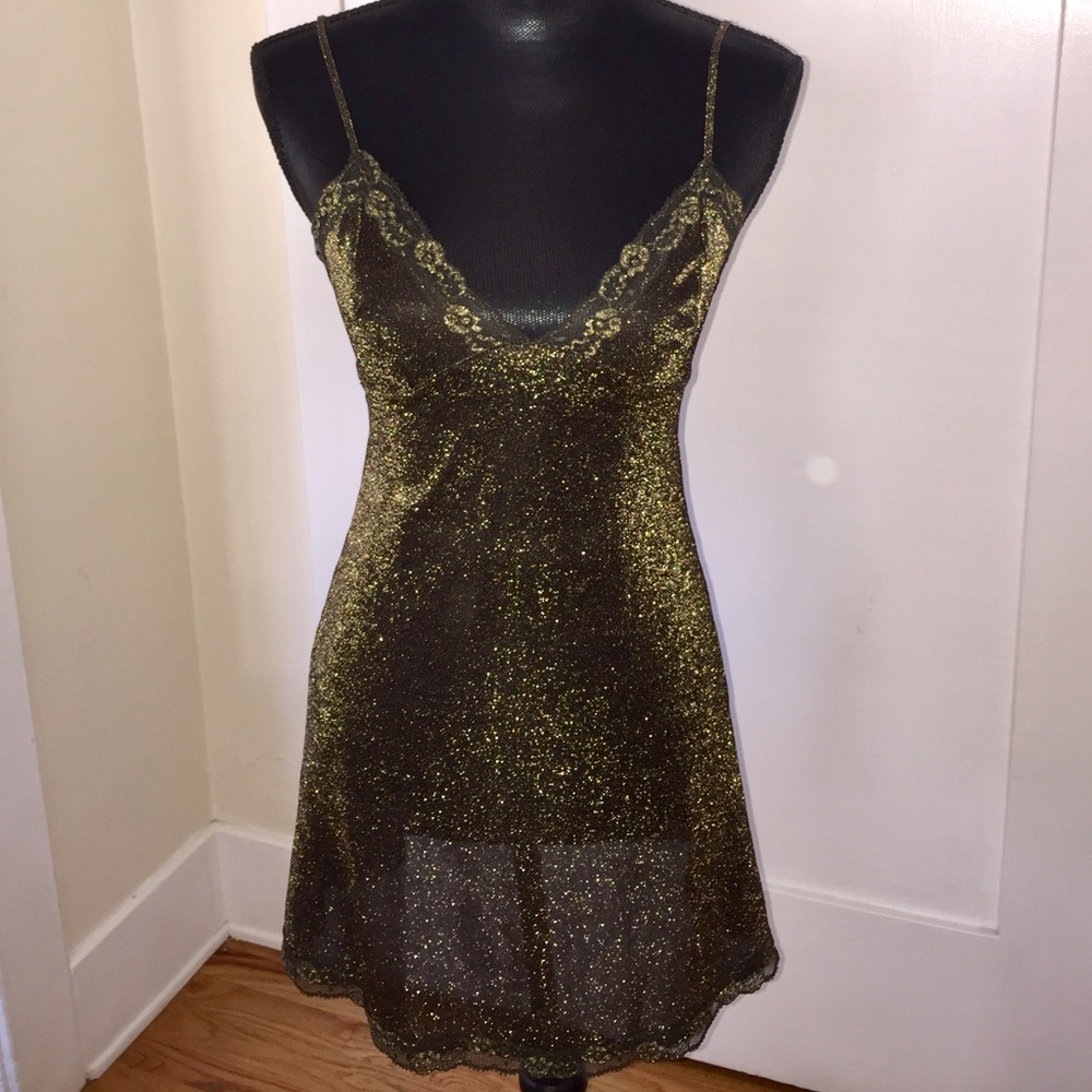 NWT Victoria's Secret Gold Shiny Black Lingerie