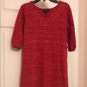 Girl's size 16 red knitted v neck dress