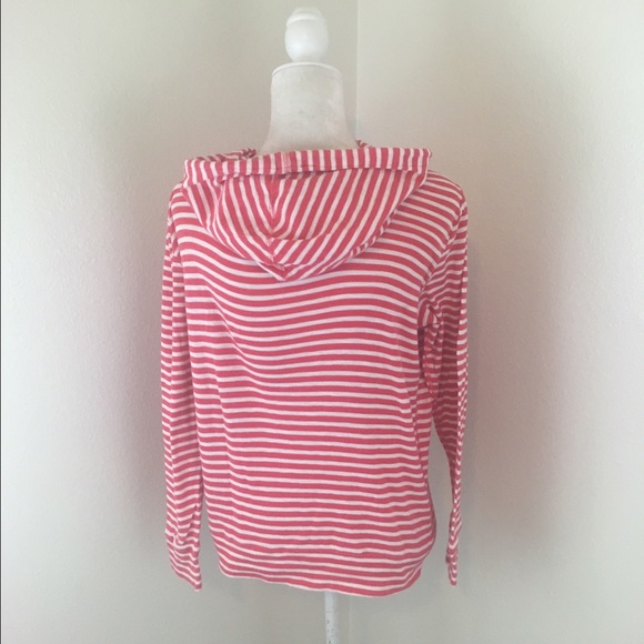 HP! J.Crew Pink & White Striped Hoodie Sweatshirt - Picture 2 of 4