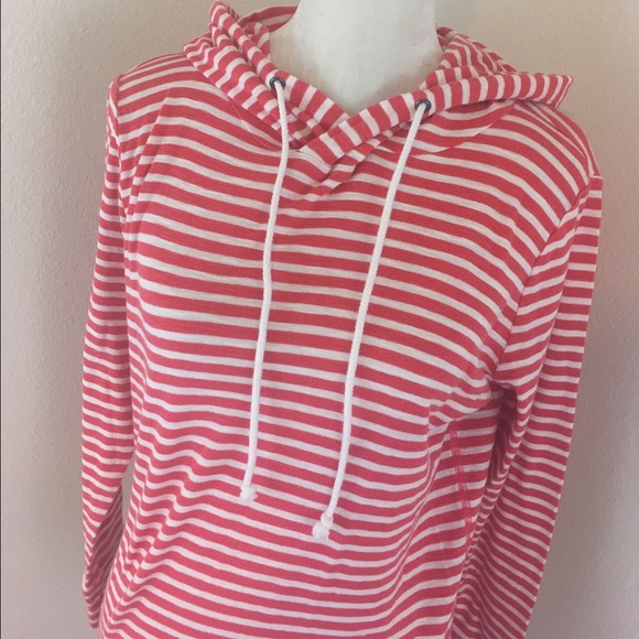 HP! J.Crew Pink & White Striped Hoodie Sweatshirt - Picture 3 of 4
