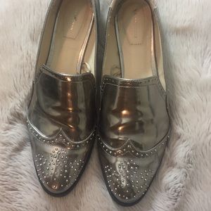Zara women's silver Oxford shoe