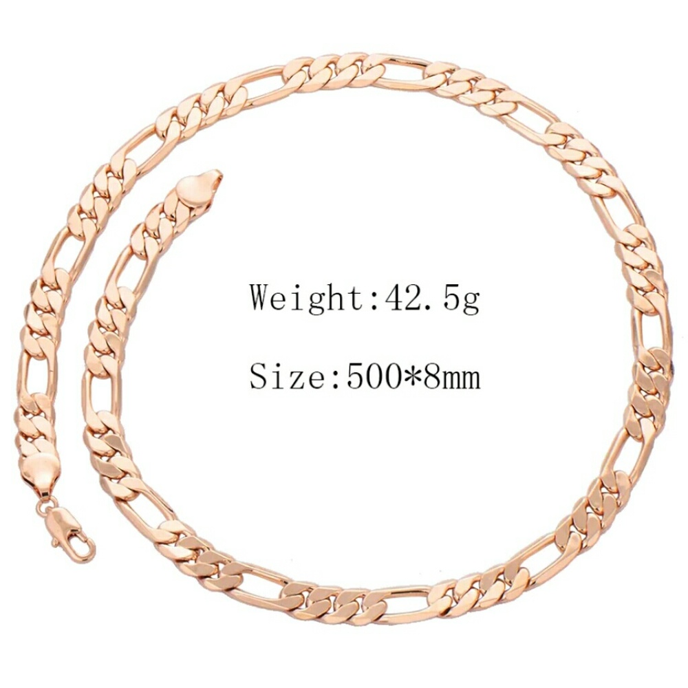 18k Gold Filled 8mm 20" Figaro Chain Necklace