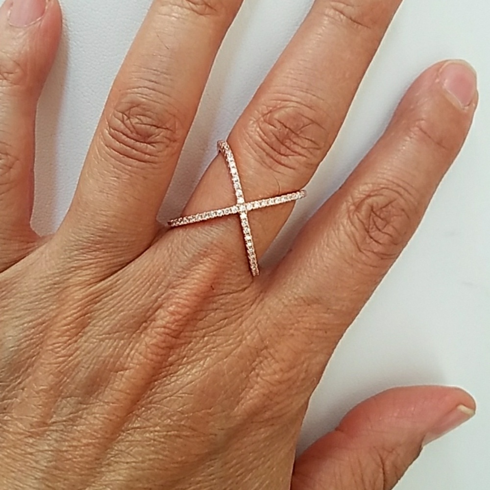 NEW STERLING SILVER FASHION X RING 5 6 7 8 9 - Picture 5 of 6