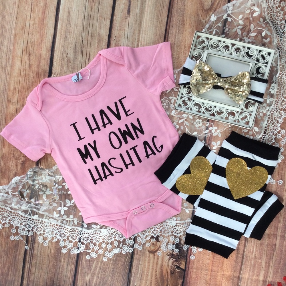 Boutique Baby Girl I HAVE MY OWN HASHTAG 4pc Set