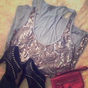 Gray Sequin Top