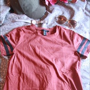 Burnt orange varsity stripe tee