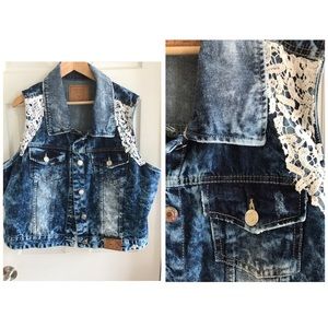 Jean Vest with Lace Detail 3X