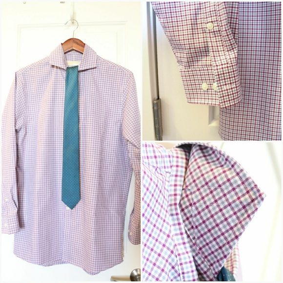 Michael Kors Purple Plaid Button Down - Picture 4 of 5