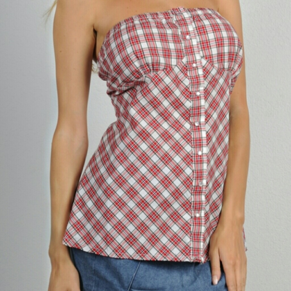 Price firm 🍦Adorable plaid strapless top🍦
