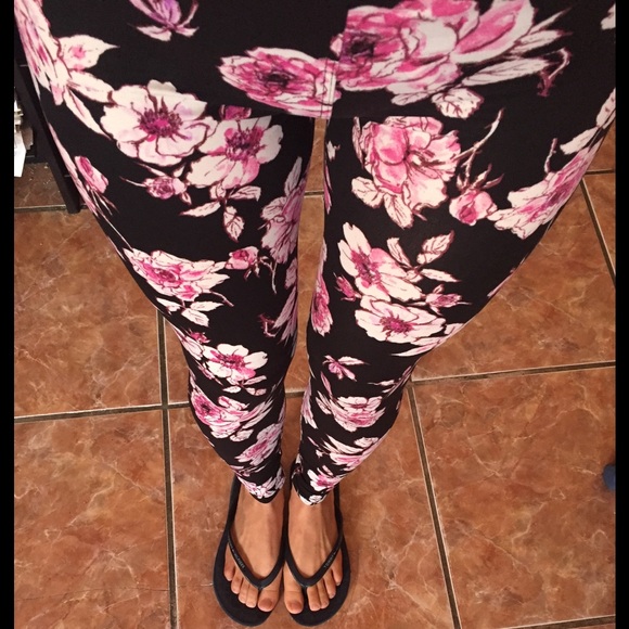 FLORAL PRINT BRUSH POLY LEGGING - Picture 2 of 7