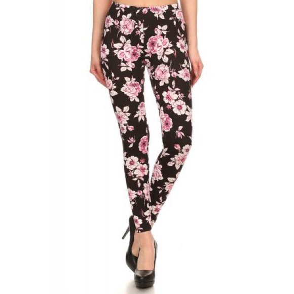 FLORAL PRINT BRUSH POLY LEGGING - Picture 5 of 7