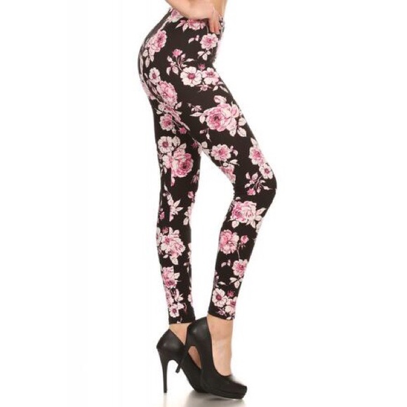 FLORAL PRINT BRUSH POLY LEGGING - Picture 6 of 7