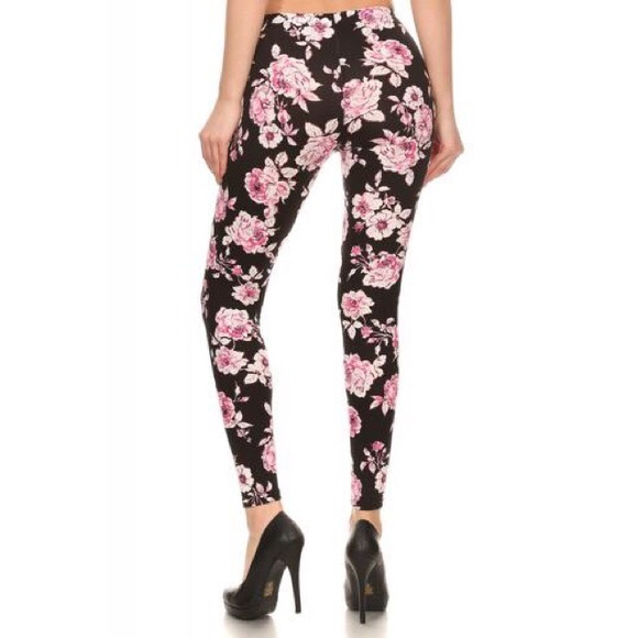 FLORAL PRINT BRUSH POLY LEGGING - Picture 7 of 7