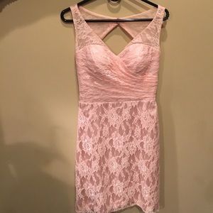 Knee length, light pink lace Izidress