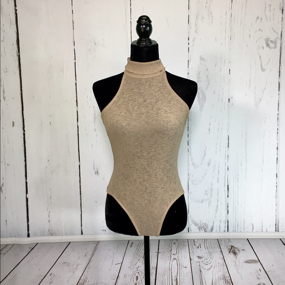Windsor Camel Turtleneck Sleeveless Bodysuit