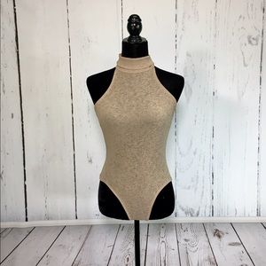 Windsor Camel Turtleneck Sleeveless Bodysuit