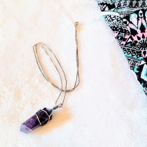 Amethyst & Sterling Silver Chain Wire Wrap Stone