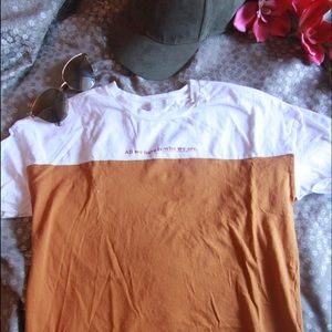 Mustard color block graphic tee