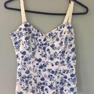 Blue floral tank top